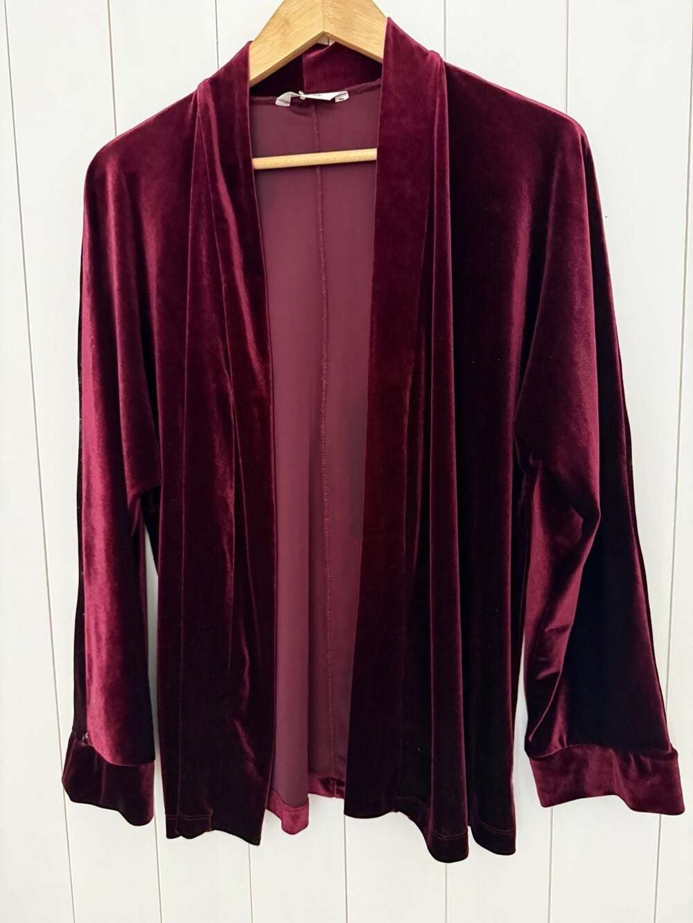Whimsygoth Fiore Burgundy Velvet Open Front Cardigan M
